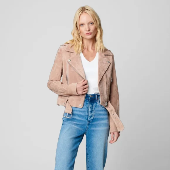 NWT BlankNYC Suede 100% Leather Moto Jacket in Desert Rose SMALL MSRP $198 - Picture 3 of 11